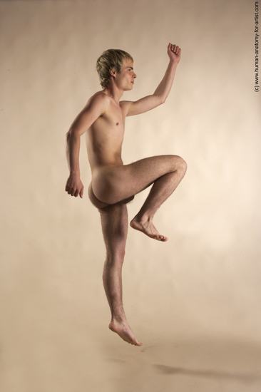 Nude Man White Moving poses Slim Short Blond Realistic