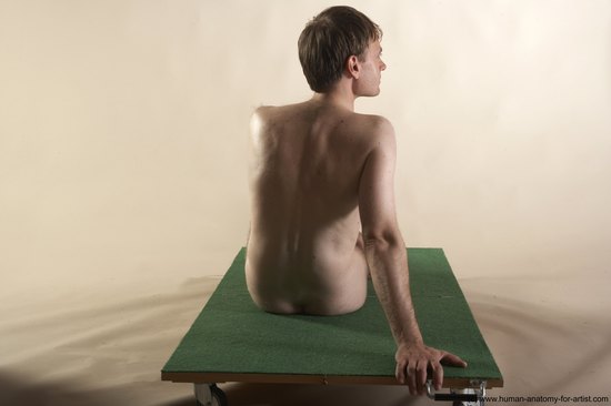 Nude Man White Sitting poses - simple Slim Short Brown Sitting poses - ALL Realistic