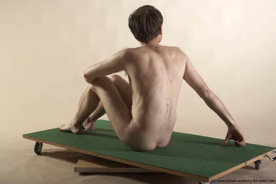 Nude Man White Sitting poses - simple Slim Short Brown Sitting poses - ALL Realistic