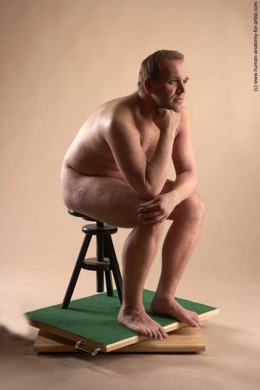 Nude Man White Sitting poses - simple Average Short Brown Sitting poses - ALL Realistic