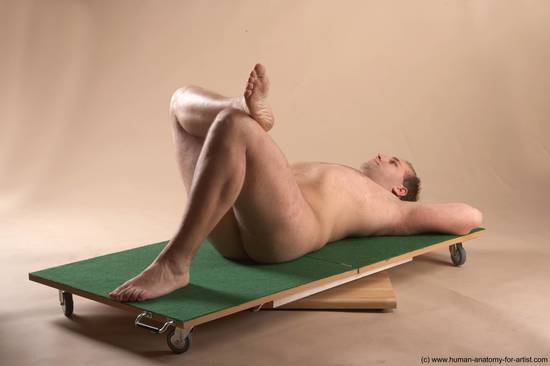 Nude Man White Laying poses - ALL Average Short Brown Laying poses - on back Realistic