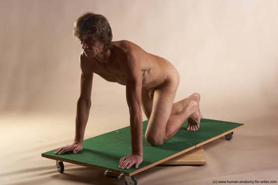 Nude Man White Kneeling poses - ALL Slim Short Grey Kneeling poses - on both knees Realistic