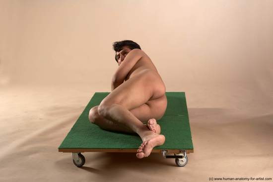 Nude Man White Kneeling poses - ALL Chubby Short Kneeling poses - on one knee Black Realistic