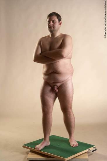 Nude Man White Standing poses - ALL Overweight Short Brown Standing poses - simple Realistic