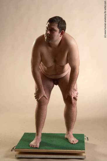 Nude Man White Standing poses - ALL Overweight Short Brown Standing poses - simple Realistic