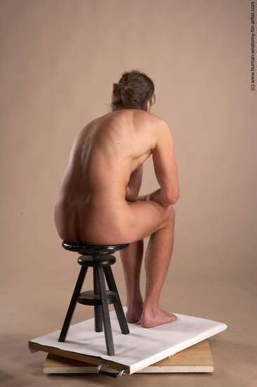 Nude Man White Sitting poses - simple Slim Short Brown Sitting poses - ALL Realistic