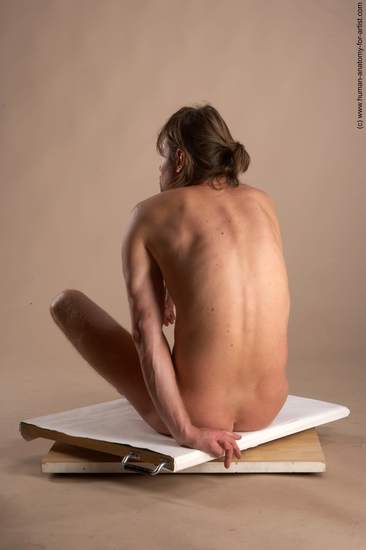 Nude Man White Sitting poses - simple Slim Short Brown Sitting poses - ALL Realistic