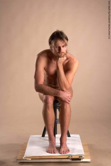 Nude Man White Sitting poses - simple Slim Short Brown Sitting poses - ALL Realistic