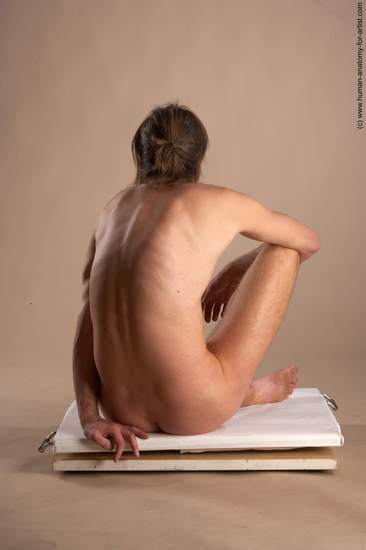 Nude Man White Sitting poses - simple Slim Short Brown Sitting poses - ALL Realistic