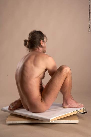 Nude Man White Sitting poses - simple Slim Short Brown Sitting poses - ALL Realistic