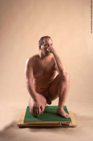 Nude Man White Kneeling poses - ALL Average Short Brown Kneeling poses - on one knee Realistic