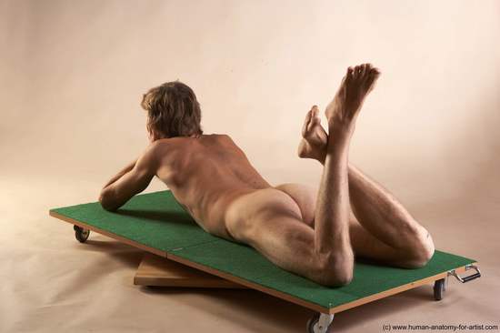 Nude Man White Laying poses - ALL Slim Short Brown Laying poses - on stomach Realistic