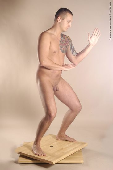 Nude Martial art Man White Standing poses - ALL Average Short Brown Standing poses - simple Realistic