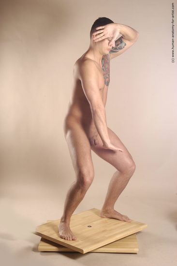 Nude Martial art Man White Standing poses - ALL Average Short Brown Standing poses - simple Realistic