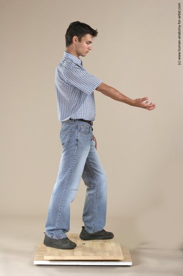 Casual Man White Moving poses Slim Short Black Academic