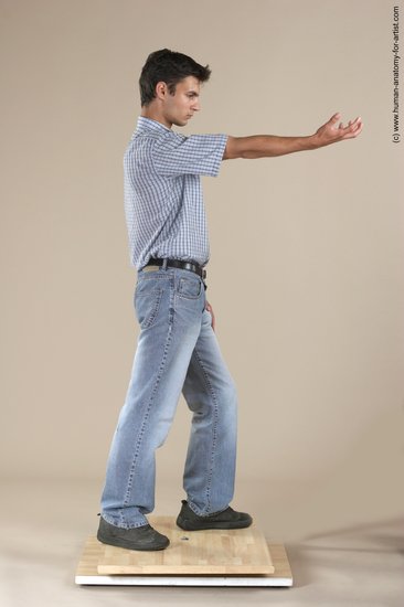 Casual Man White Moving poses Slim Short Black Academic