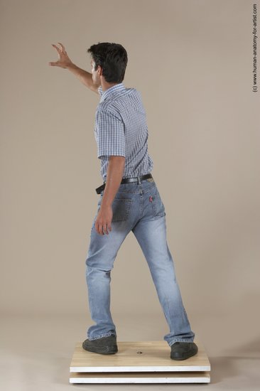 Casual Man White Moving poses Slim Short Black Academic