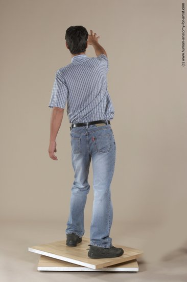 Casual Man White Moving poses Slim Short Black Academic