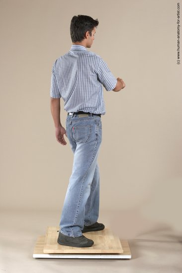 Casual Man White Moving poses Slim Short Black Academic