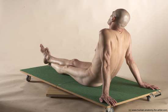 Nude Man White Sitting poses - simple Slim Bald Sitting poses - ALL Realistic