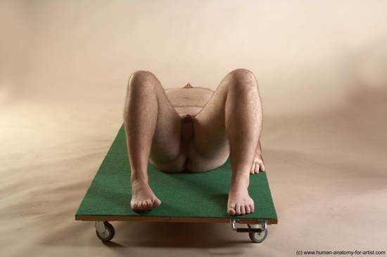 Nude Man White Laying poses - ALL Overweight Short Brown Laying poses - on back Realistic