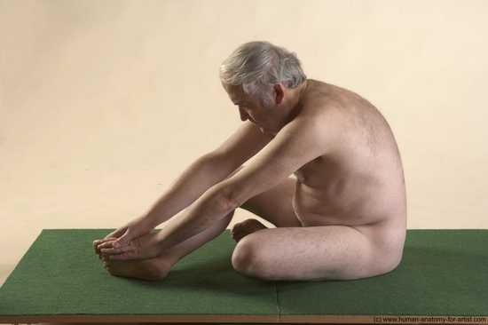 Nude Man White Sitting poses - simple Average Bald Grey Sitting poses - ALL Realistic