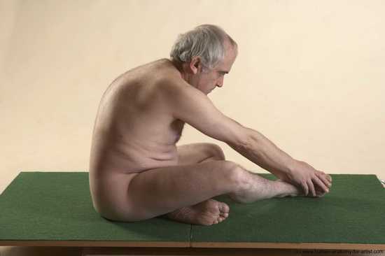 Nude Man White Sitting poses - simple Average Bald Grey Sitting poses - ALL Realistic