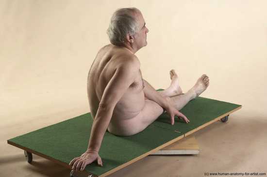 Nude Man White Sitting poses - simple Average Bald Grey Sitting poses - ALL Realistic