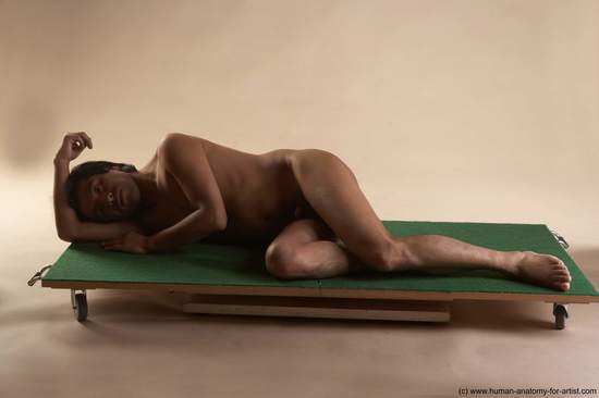 Nude Man Another Laying poses - ALL Slim Medium Laying poses - on side Black Realistic