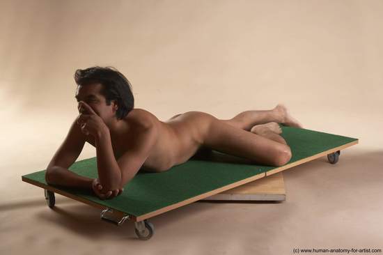 Nude Man Another Laying poses - ALL Slim Medium Laying poses - on side Black Realistic