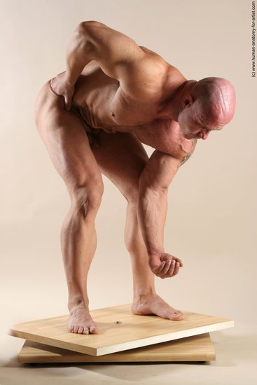 Nude Man White Laying poses - ALL Muscular Short Brown Laying poses - on back Realistic