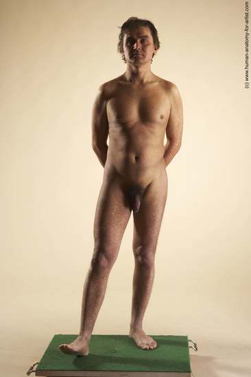 Nude Man White Standing poses - ALL Slim Short Brown Standing poses - simple Realistic