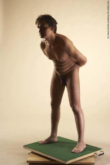 Nude Man White Standing poses - ALL Slim Short Brown Standing poses - simple Realistic