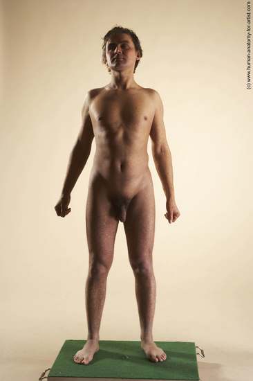 Nude Man White Standing poses - ALL Slim Short Brown Standing poses - simple Realistic