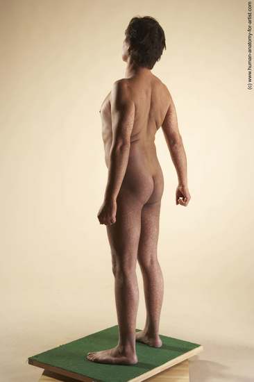 Nude Man White Standing poses - ALL Slim Short Brown Standing poses - simple Realistic