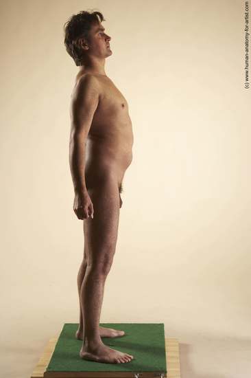 Nude Man White Standing poses - ALL Slim Short Brown Standing poses - simple Realistic