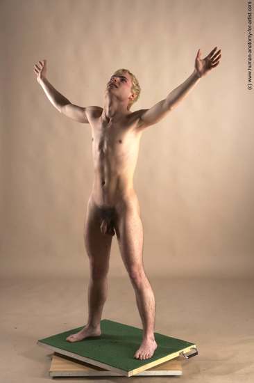 Nude Man White Standing poses - ALL Slim Short Blond Standing poses - simple Realistic