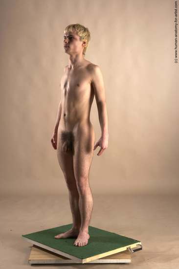 Nude Man White Standing poses - ALL Slim Short Blond Standing poses - simple Realistic