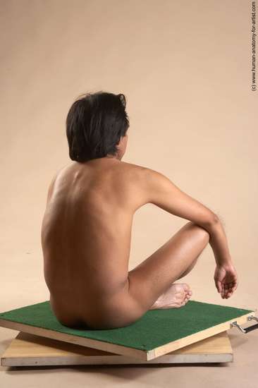 Nude Man Another Sitting poses - simple Slim Short Black Sitting poses - ALL Realistic