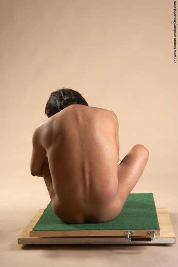 Nude Man Another Sitting poses - simple Slim Short Black Sitting poses - ALL Realistic