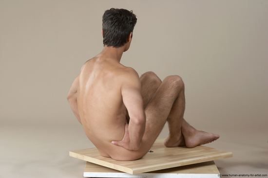 Nude Man White Sitting poses - simple Slim Short Black Sitting poses - ALL Realistic