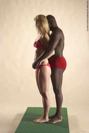 Underwear Woman - Man Black Standing poses - ALL Average Bald Standing poses - simple Academic