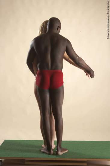 Underwear Woman - Man Black Standing poses - ALL Average Bald Standing poses - simple Academic