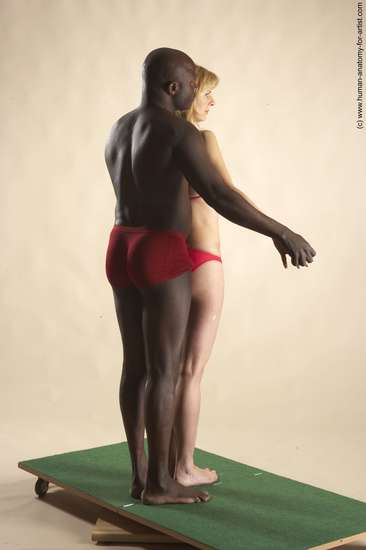 Underwear Woman - Man Black Standing poses - ALL Average Bald Standing poses - simple Academic