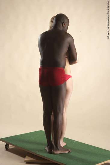 Underwear Woman - Man Black Standing poses - ALL Average Bald Standing poses - simple Academic