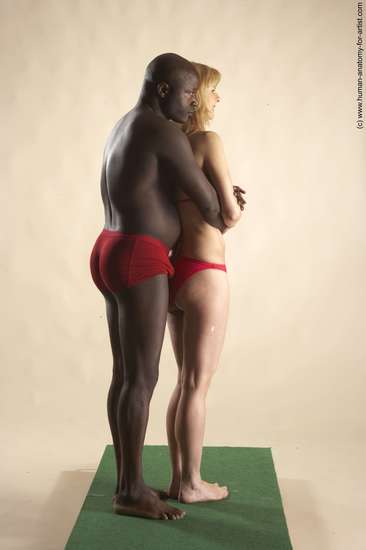 Underwear Woman - Man Black Standing poses - ALL Average Bald Standing poses - simple Academic