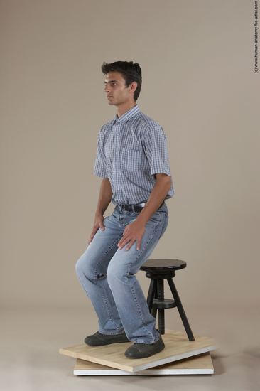 Casual Man White Moving poses Slim Short Black Academic