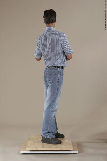 Casual Man White Moving poses Slim Short Black Academic