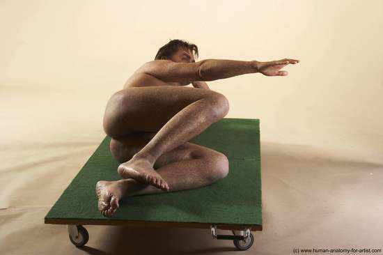 Nude Man White Laying poses - ALL Average Short Brown Laying poses - on side Realistic