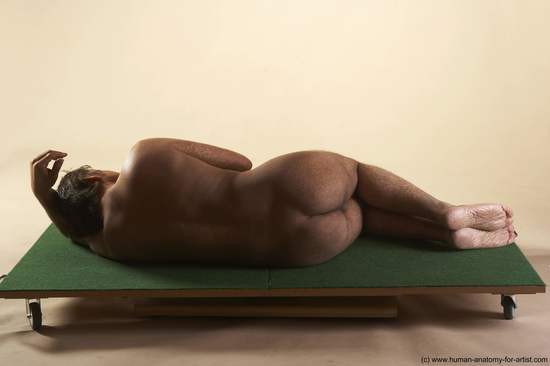 Nude Man White Laying poses - ALL Average Short Brown Laying poses - on side Realistic